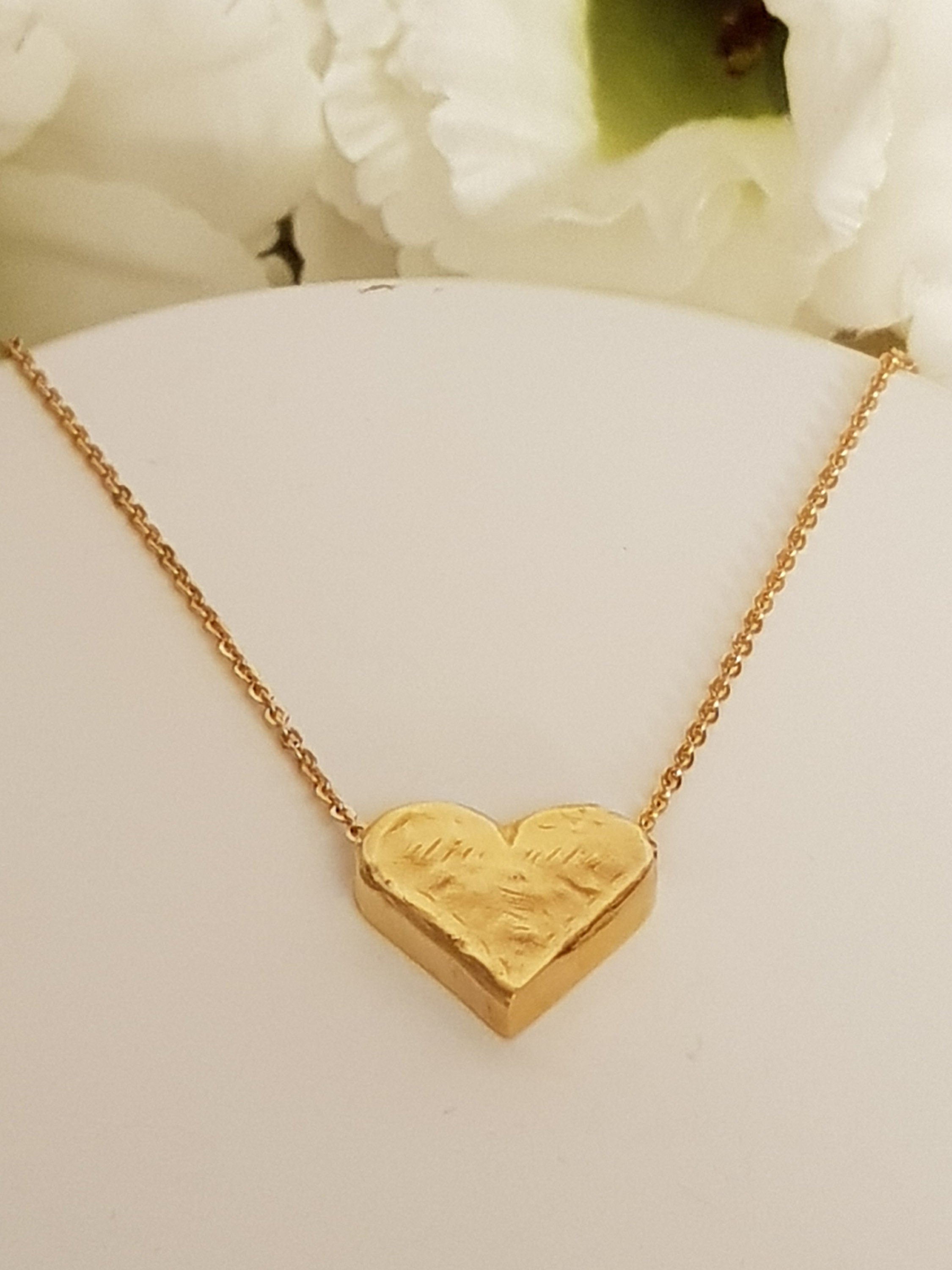 Small Gold Heart Charm Necklace Gold Plated