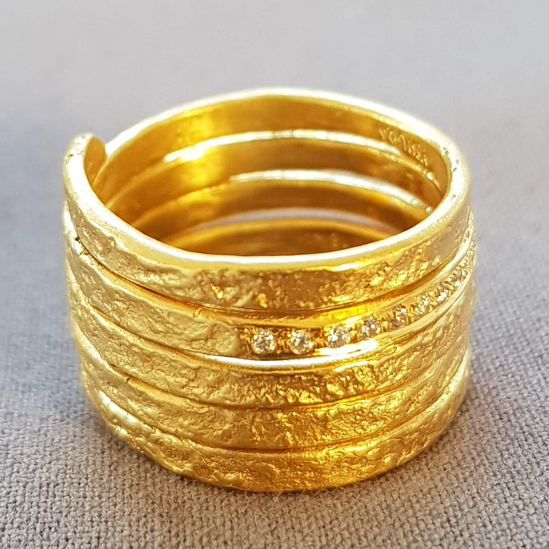 18K Gold Spiral Ring, Wrap Around Ring, Diamond Wedding Ring for Women, Statement Ring, Wide Band Ring, Large Gold Ring, Gold Swirl Ring-ZadokGold