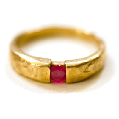 Burmese Red Ruby 18k Gold Gemstone Engagement Ring