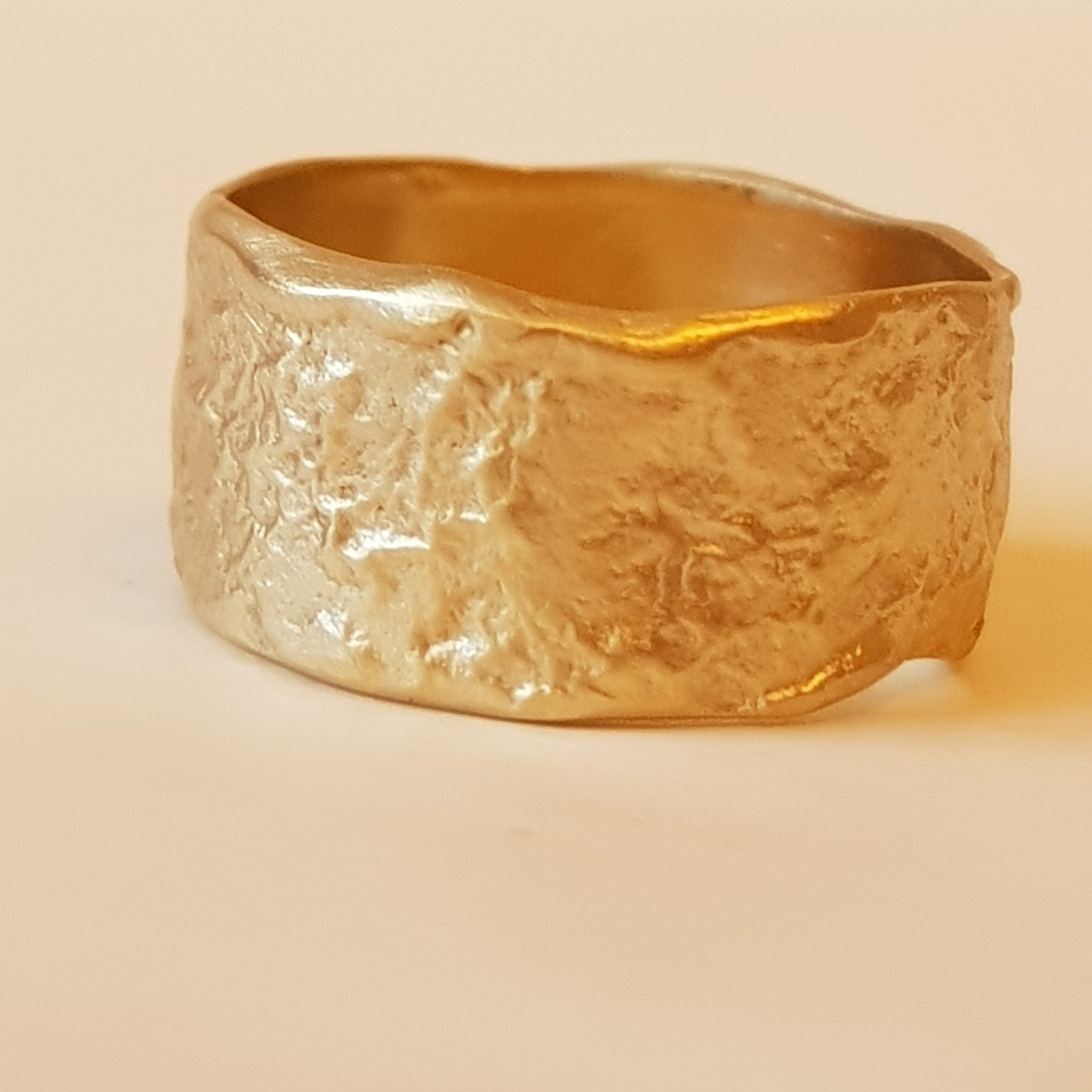 18K Melted Gold Ring Textured Surface