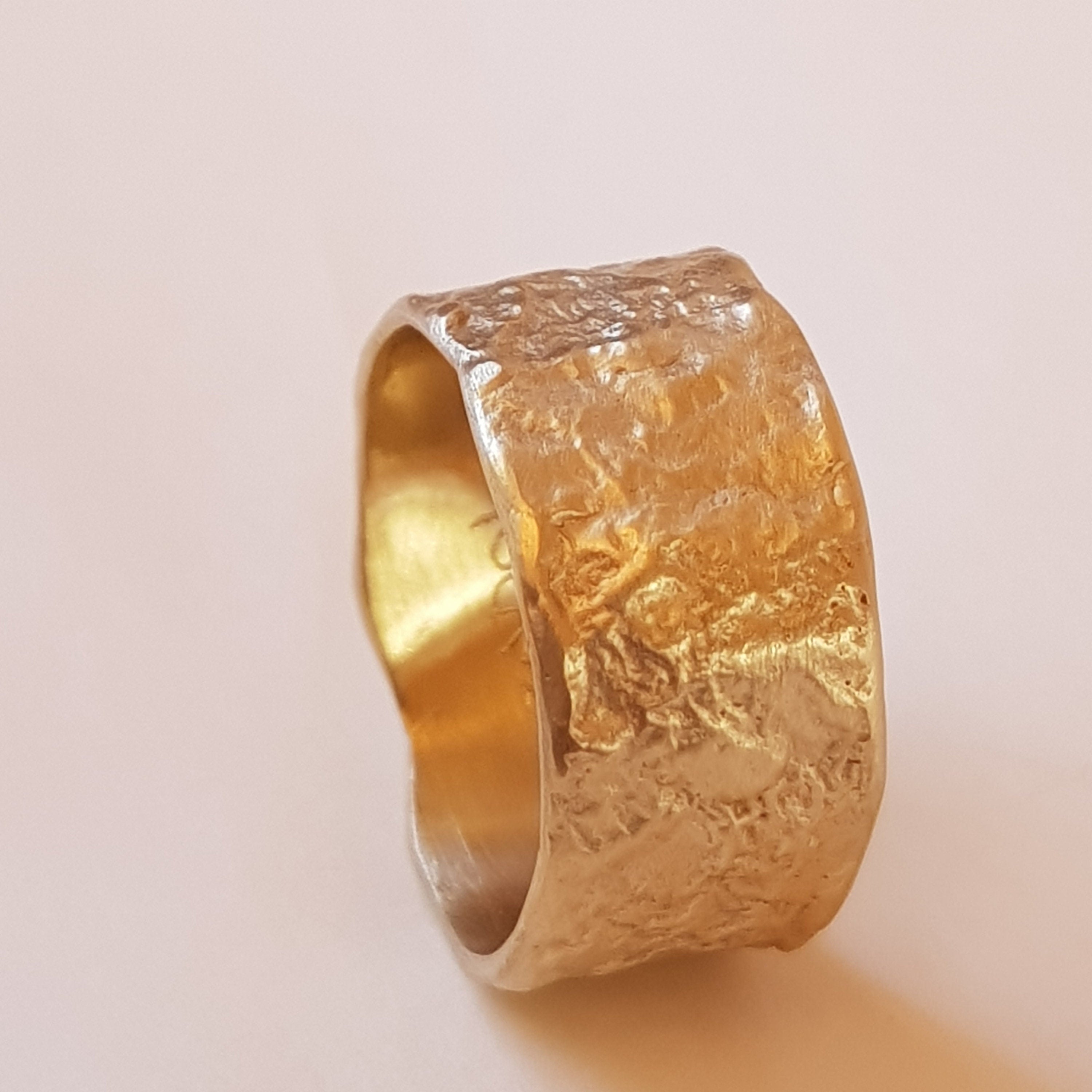 18K Melted Gold Ring Textured Surface