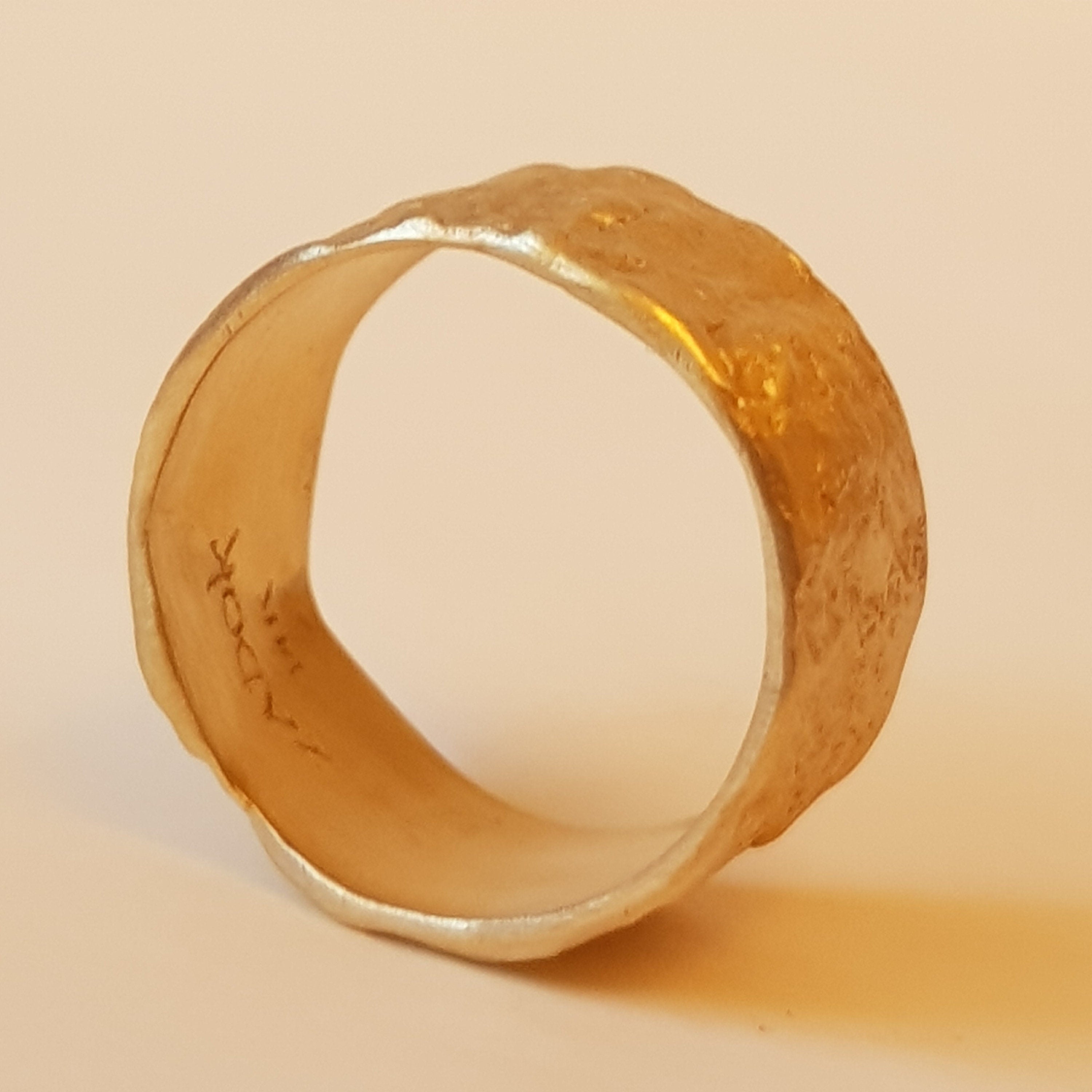 18K Melted Gold Ring Textured Surface