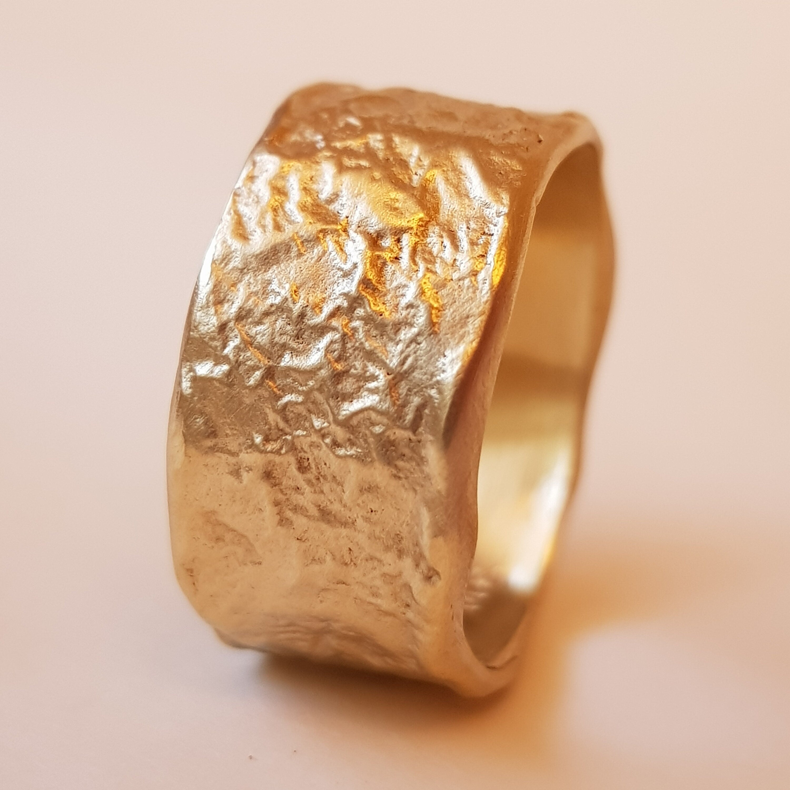 18K Melted Gold Ring Textured Surface