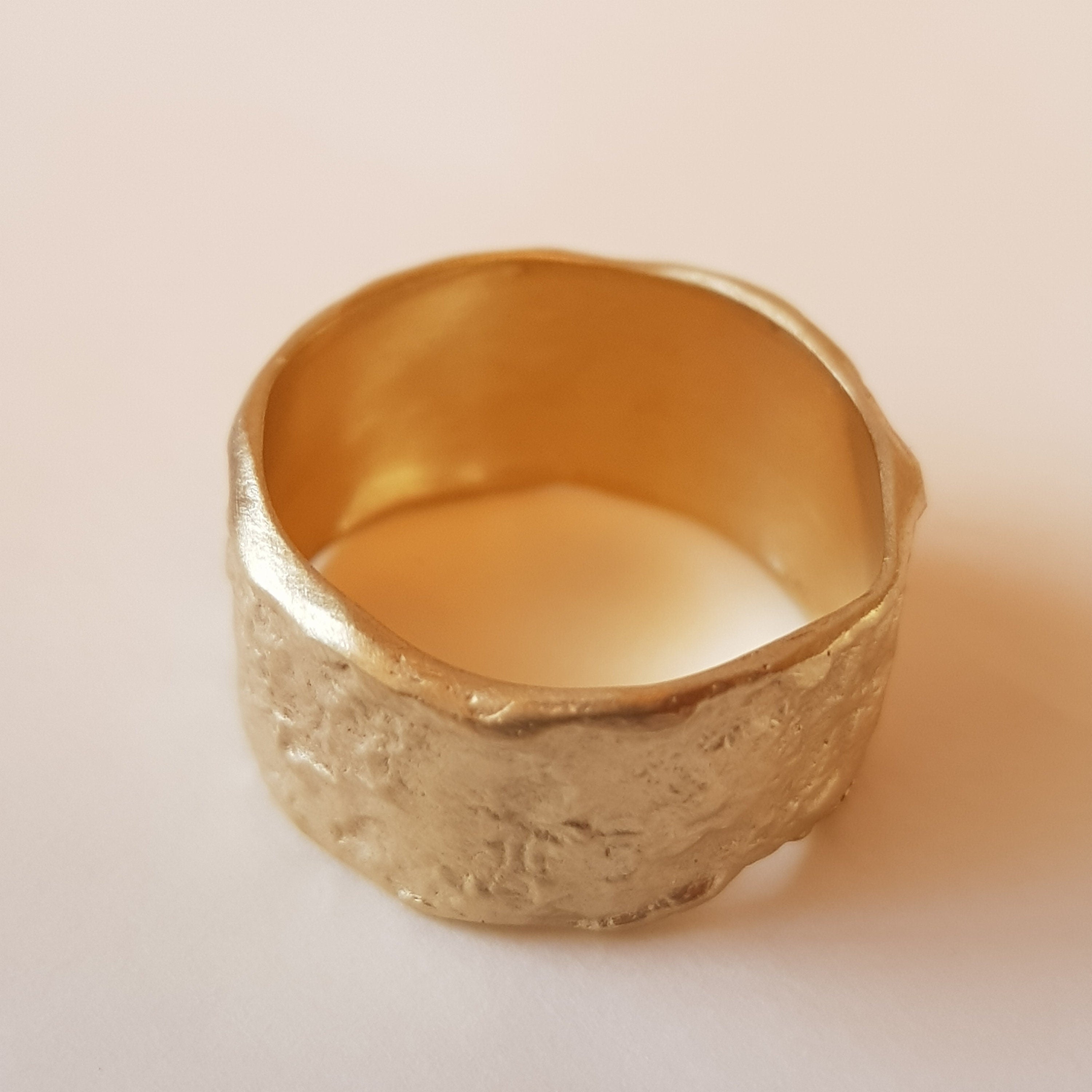 18K Melted Gold Ring Textured Surface