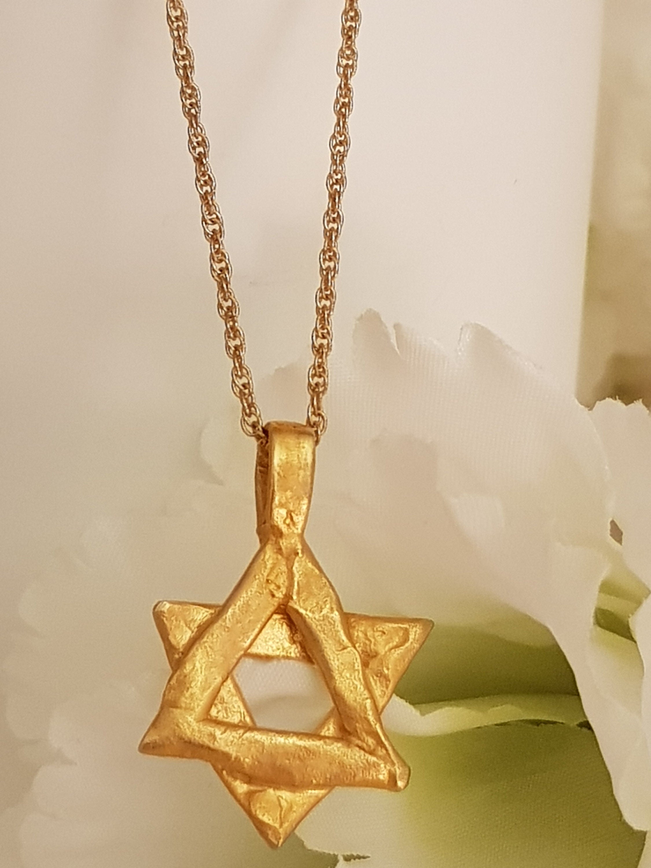 Magen David Star Pendant Jewish Necklace Gold Plated