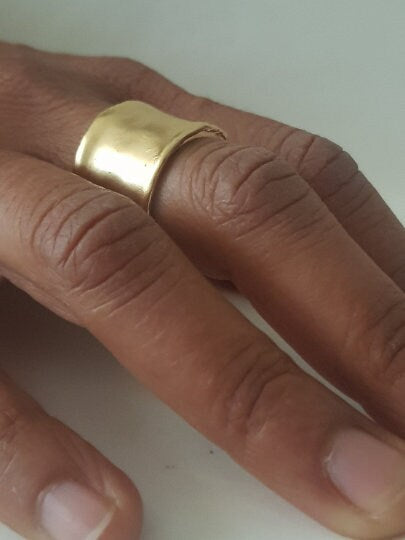 Extra Wide 18k Solid Yellow Gold Cigar Band Ring