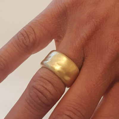 Large 18K Gold Wide Wedding Band Ring-ZadokGold