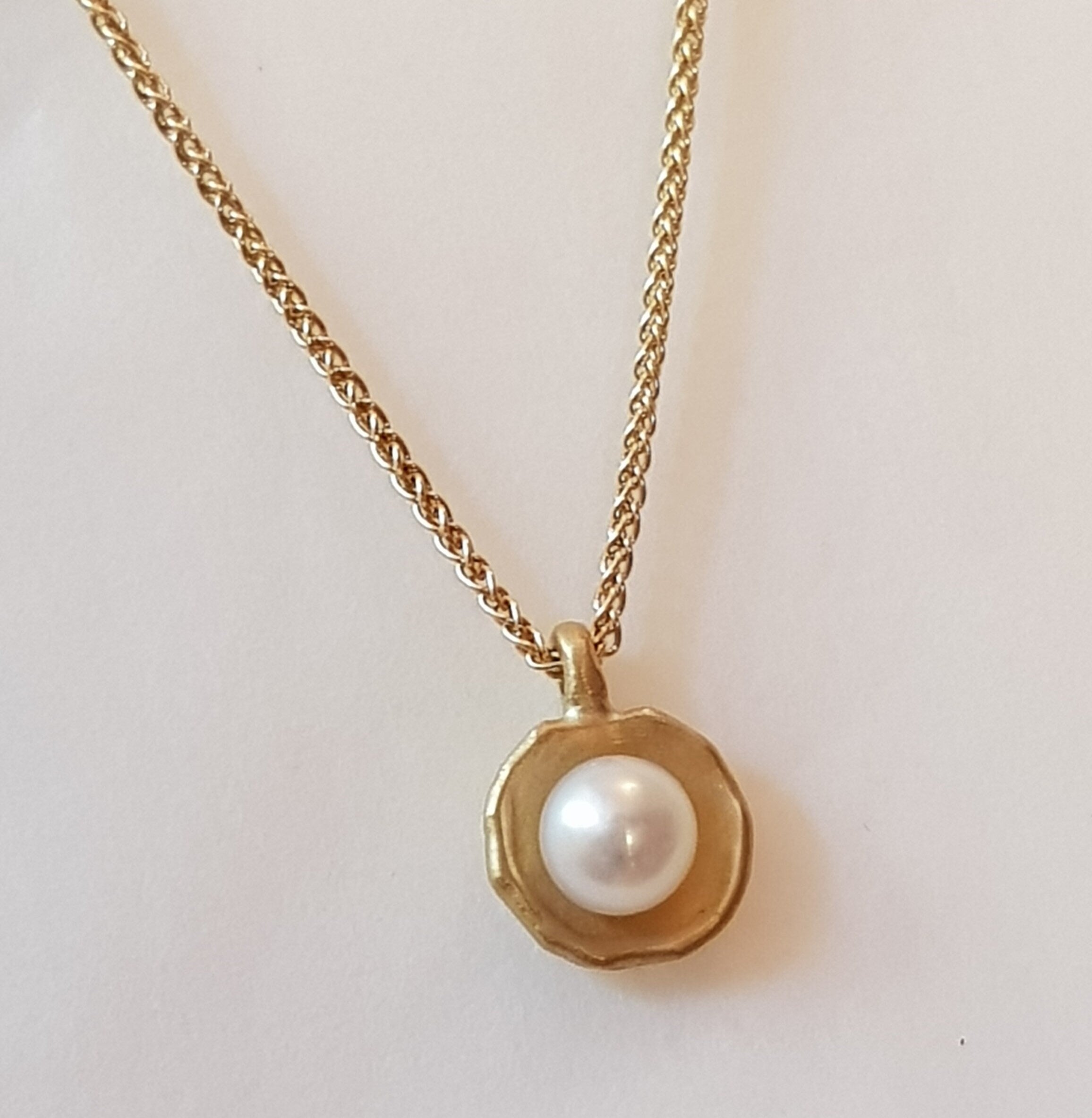 14K Gold Baroque Pearl Pendant Necklace-ZadokGold