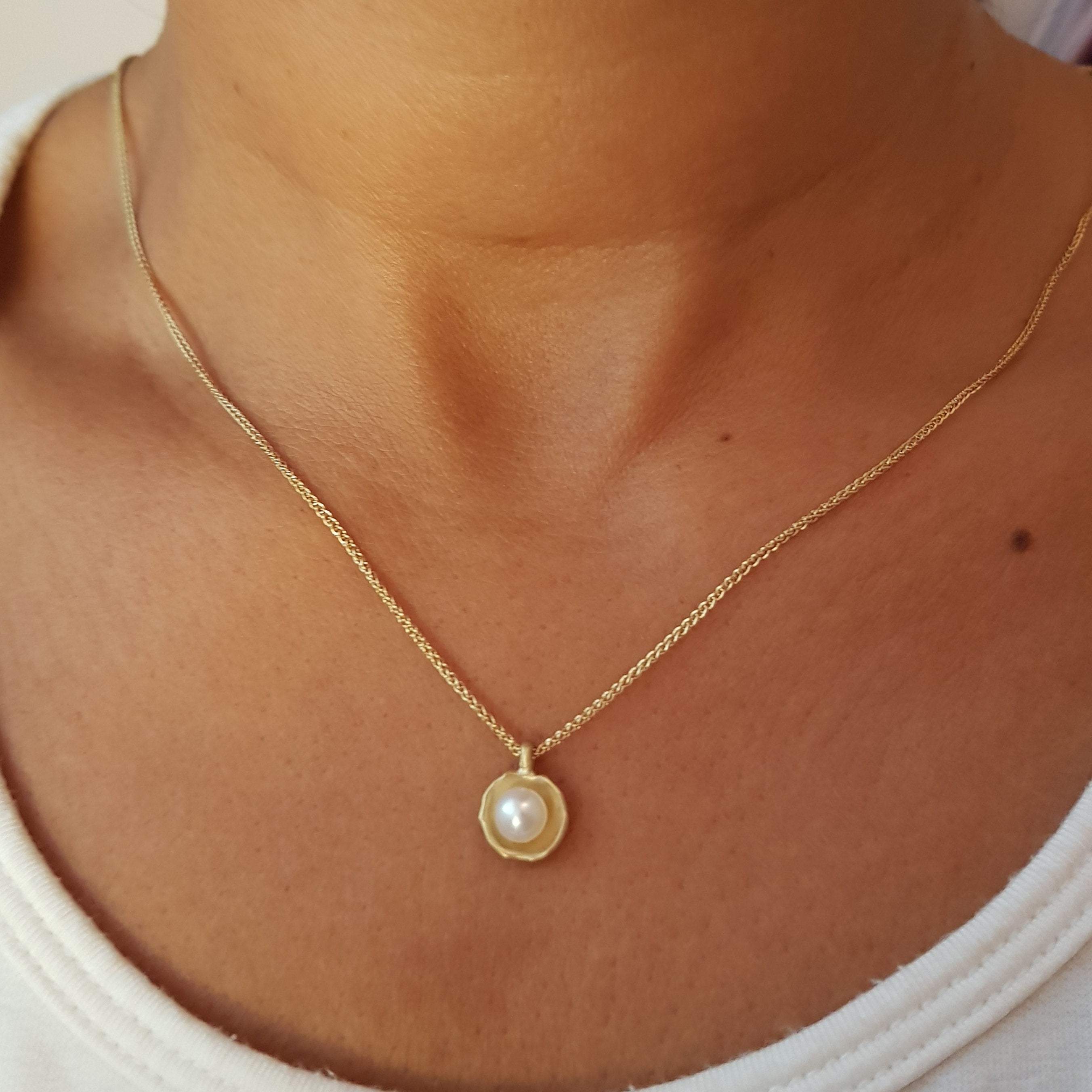 14K Gold Baroque Pearl Pendant Necklace-ZadokGold