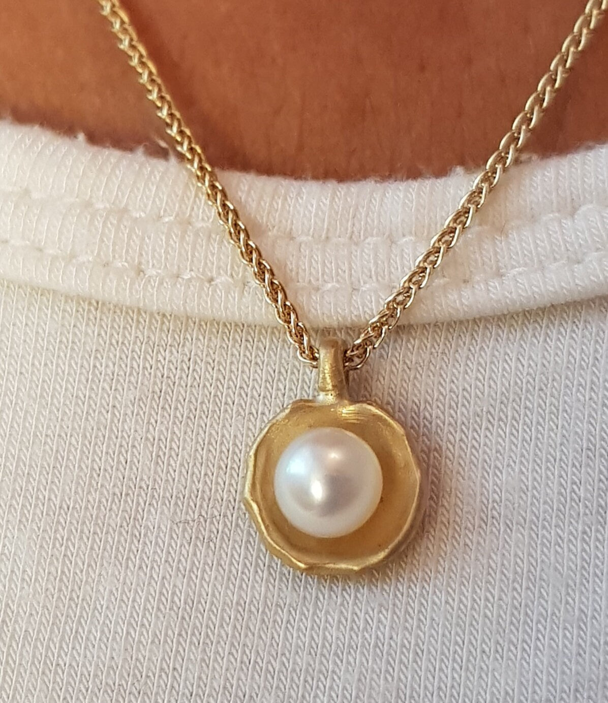 14K Gold Baroque Pearl Pendant Necklace-ZadokGold