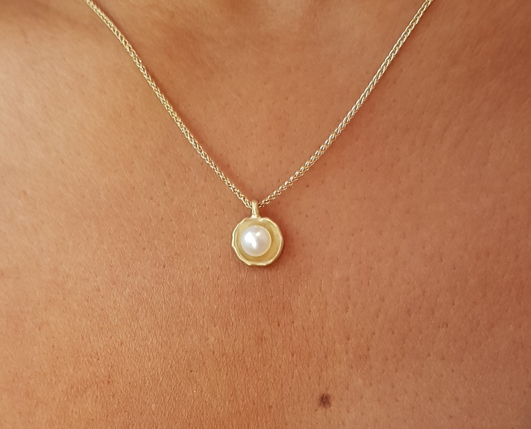 14K Gold Baroque Pearl Pendant Necklace-ZadokGold