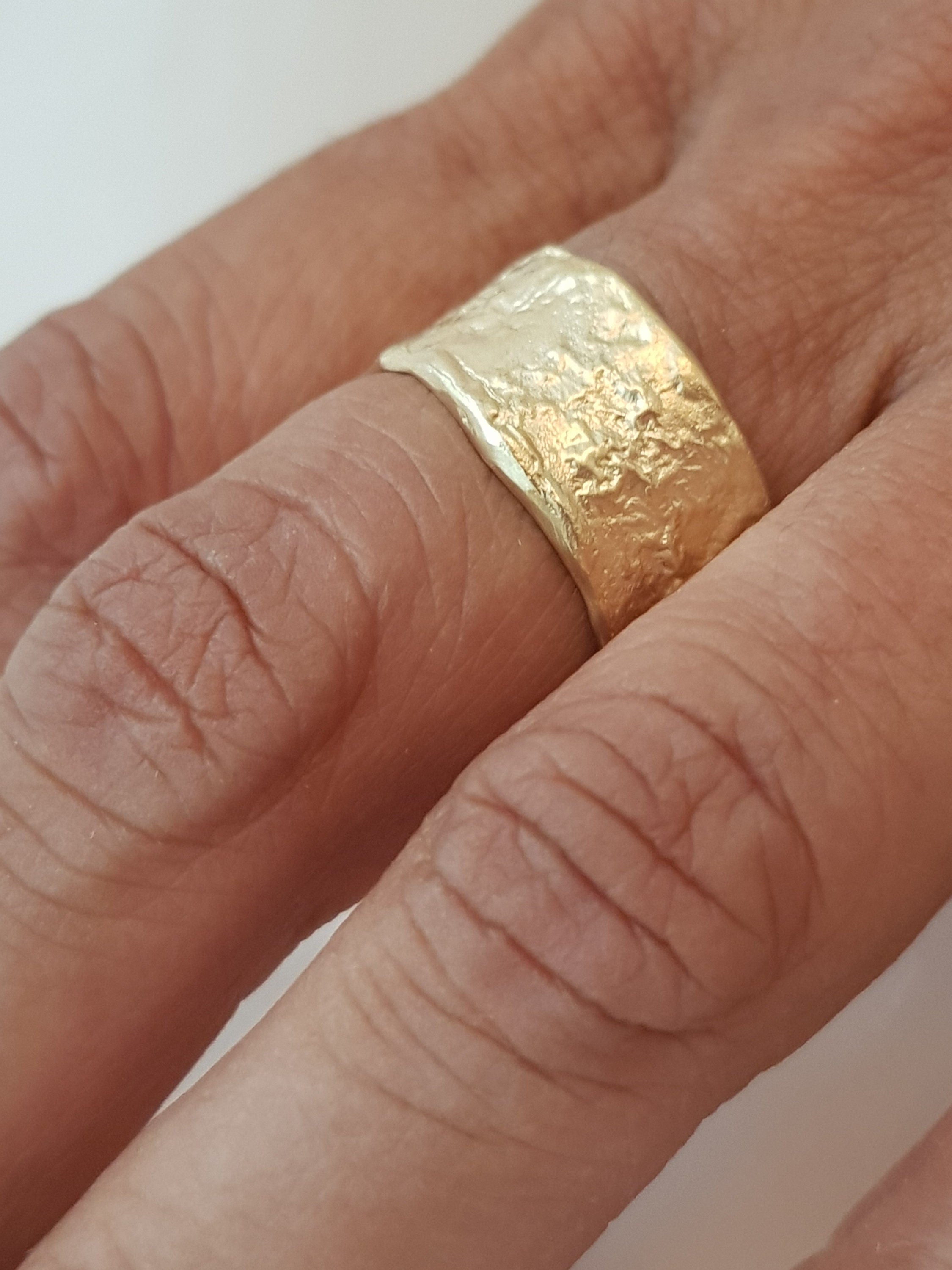 18K Melted Gold Ring Textured Surface