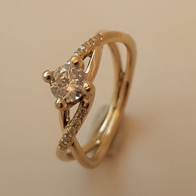 Diamond Swirl Engagement Ring in 18K Yellow Gold-ZadokGold