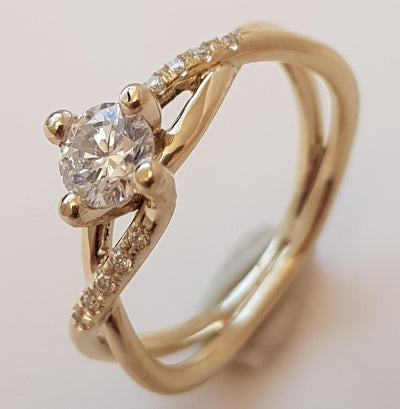 Diamond Swirl Engagement Ring in 18K Yellow Gold-ZadokGold