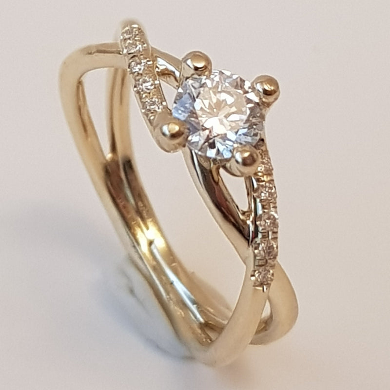 Diamond Swirl Engagement Ring in 18K Yellow Gold-ZadokGold