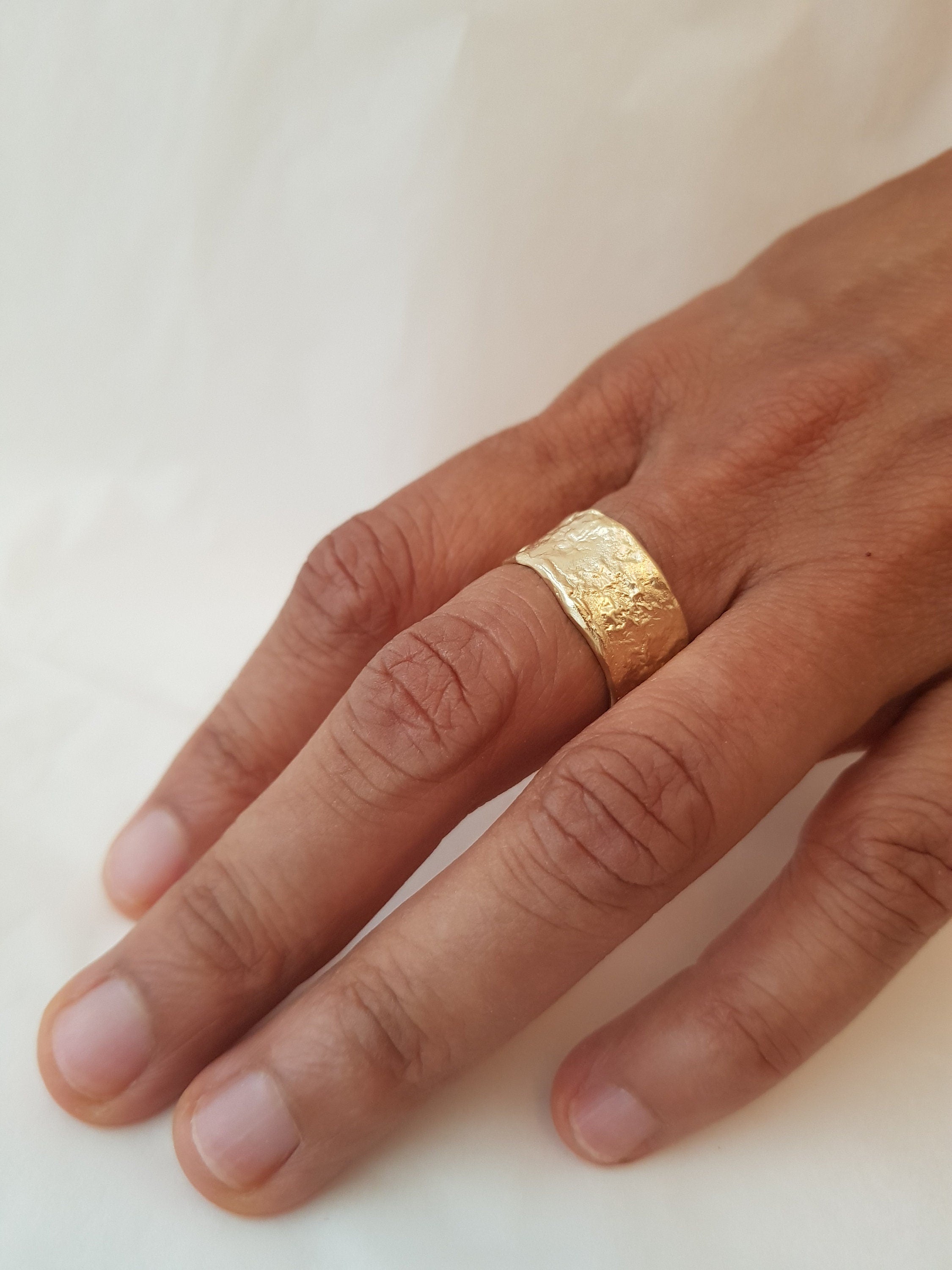 18K Melted Gold Ring Textured Surface