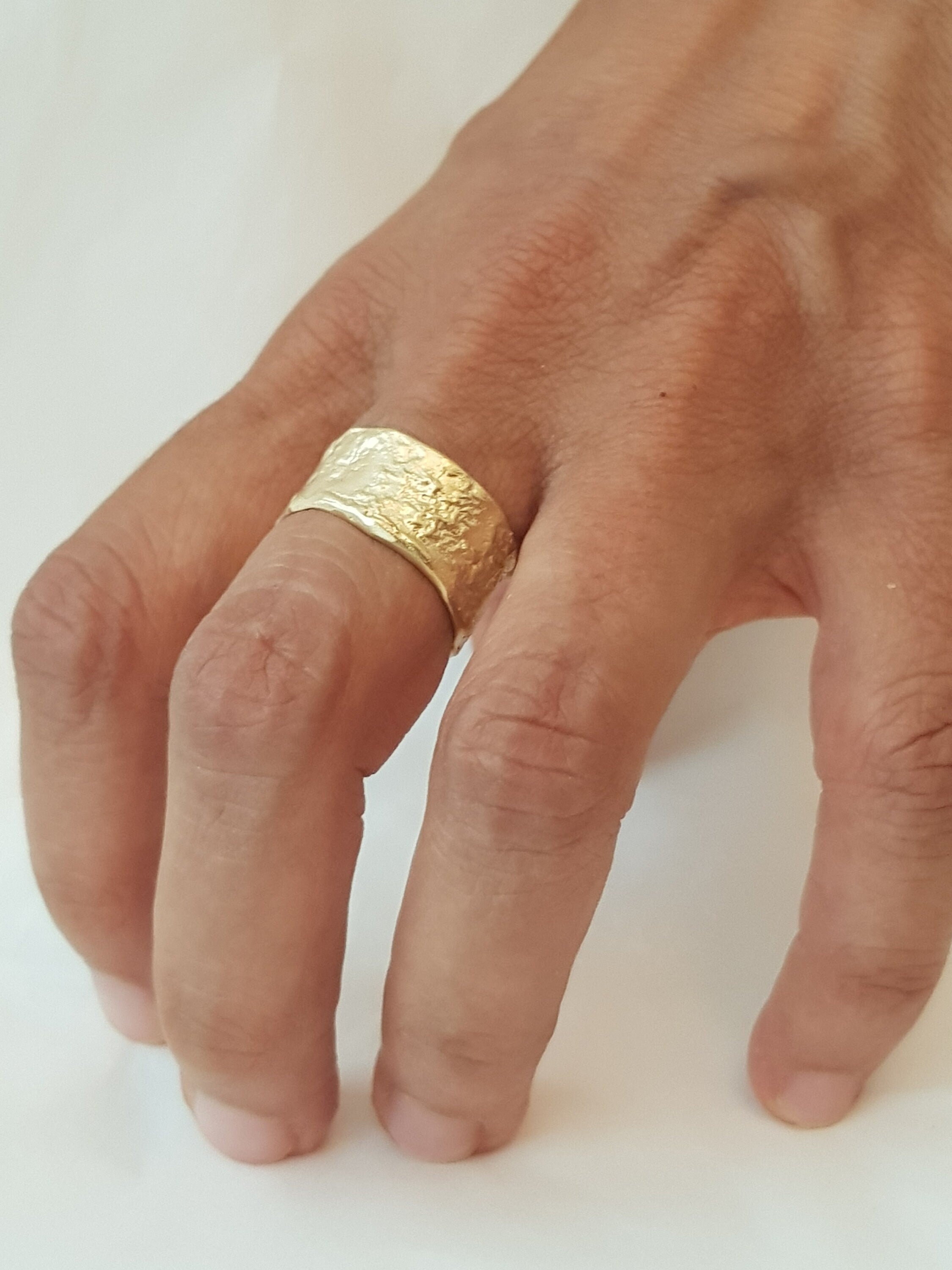 18K Melted Gold Ring Textured Surface