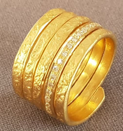 18K Gold Spiral Ring, Wrap Around Ring, Diamond Wedding Ring for Women, Statement Ring, Wide Band Ring, Large Gold Ring, Gold Swirl Ring-ZadokGold