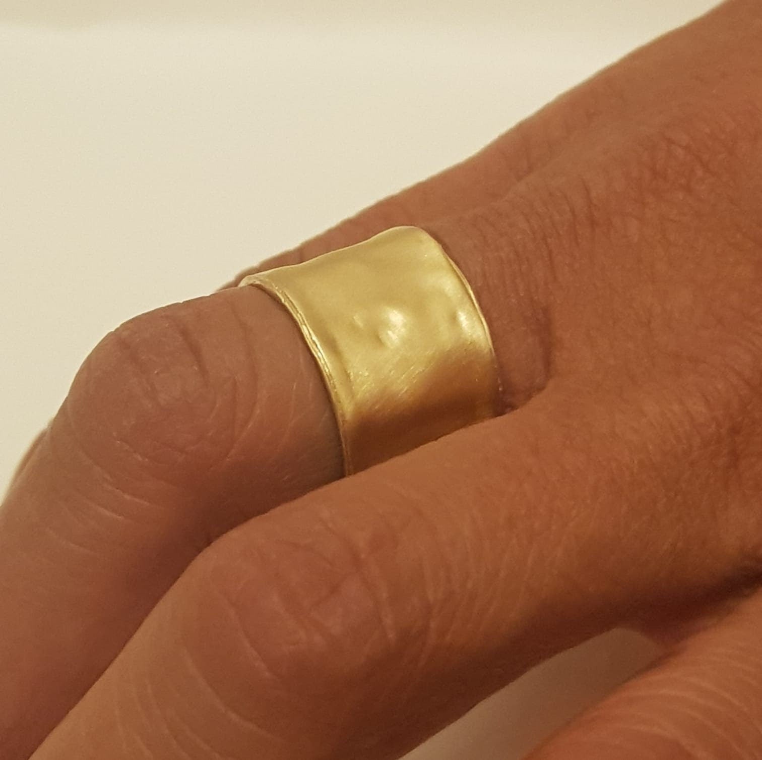 14k Solid Gold Wide Wedding Ring Matte Gold