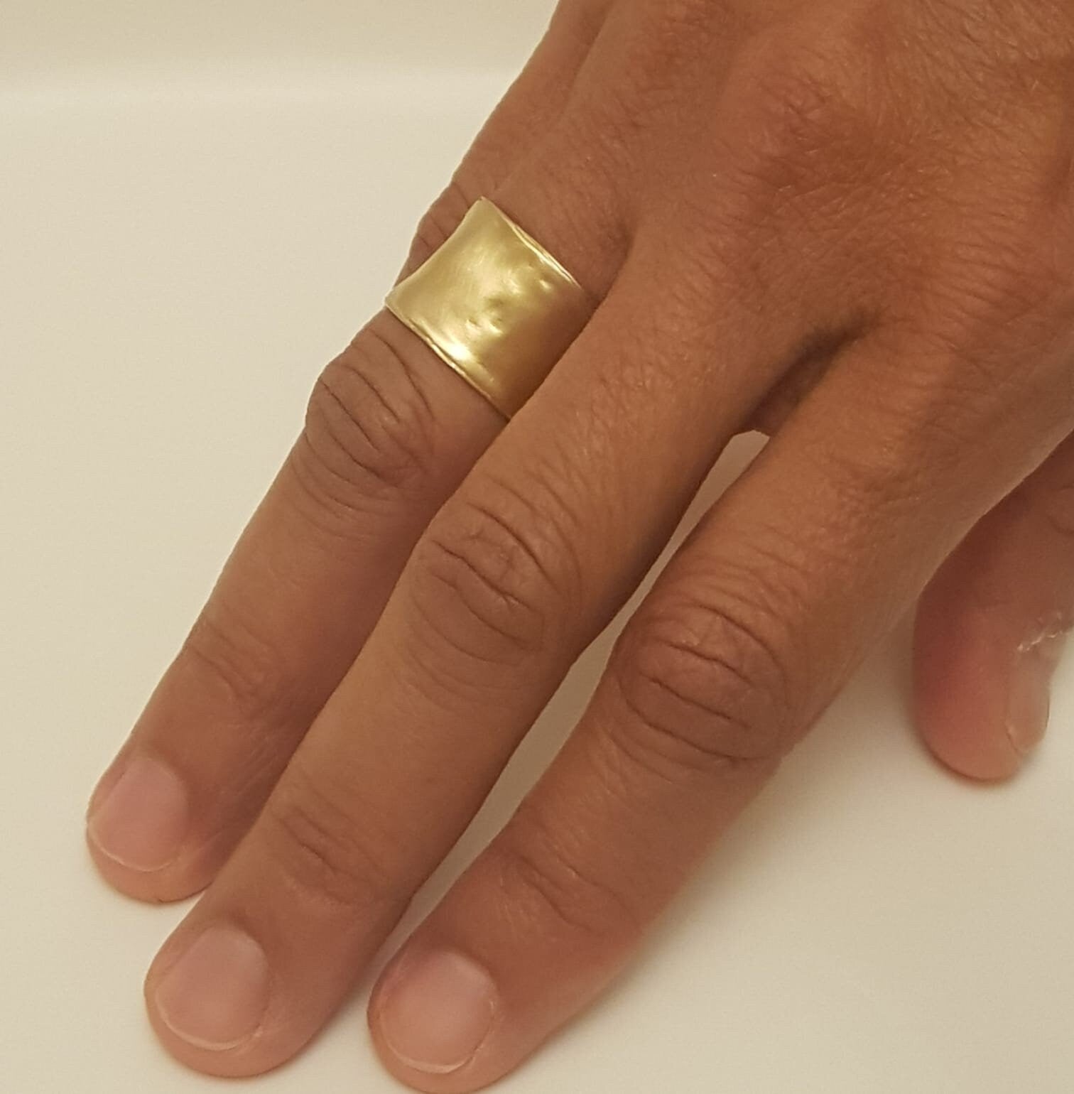 14k Solid Gold Wide Wedding Ring Matte Gold