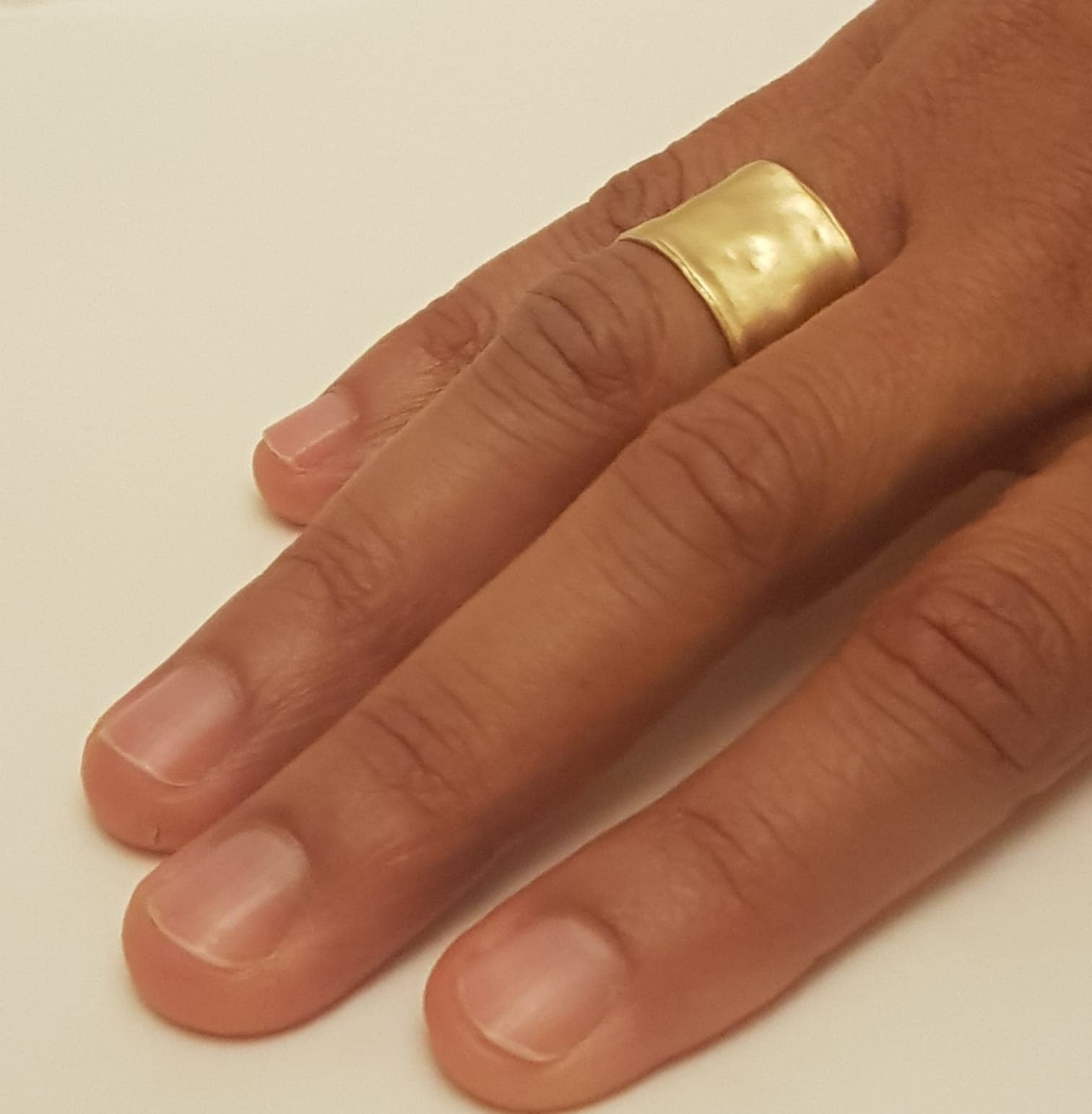 14k Solid Gold Wide Wedding Ring Matte Gold