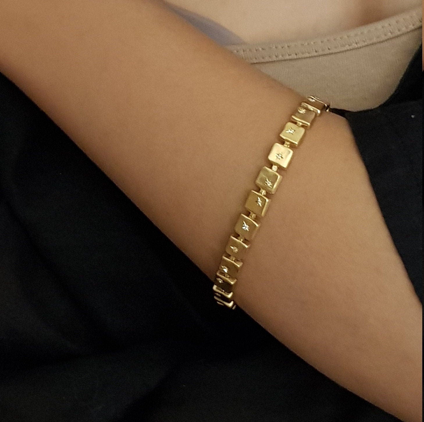 Handmade 18k Gold Link Diamond Bracelet