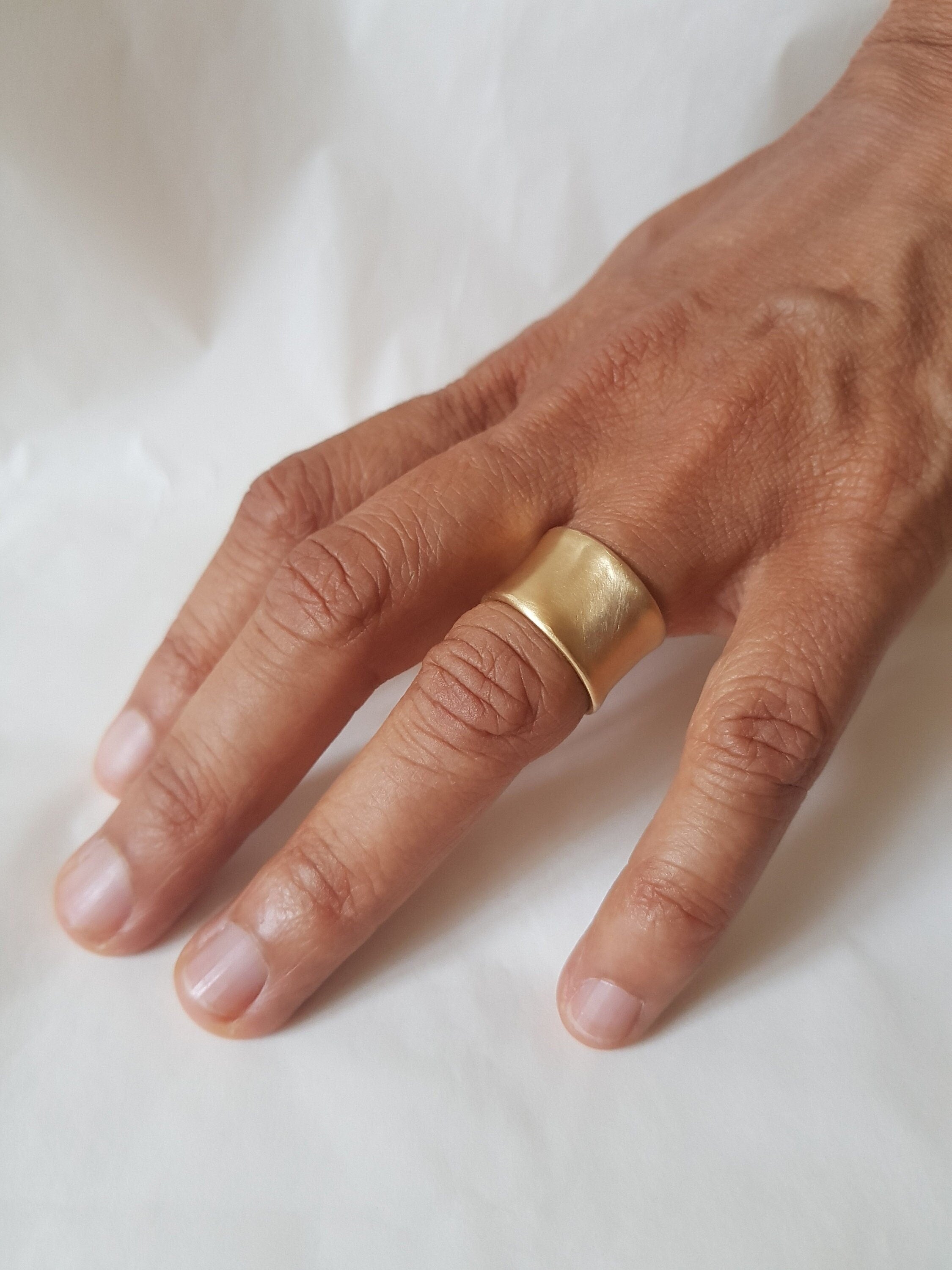 18K Solid Gold Wedding Ring, Chunky Gold Wedding Ring, Thick Gold Wedding Band